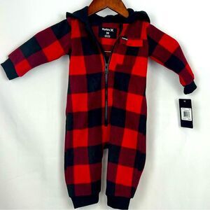 New Hurley Brand Plaid Winter One‎ Piece Suit